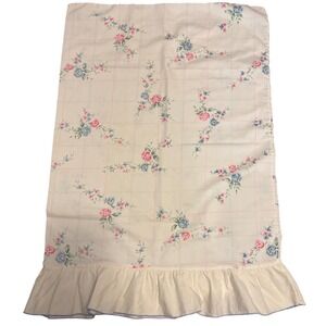 VTG JCPenney Pillowcase Standard Cream Floral Ruffle Cottagecore Rose